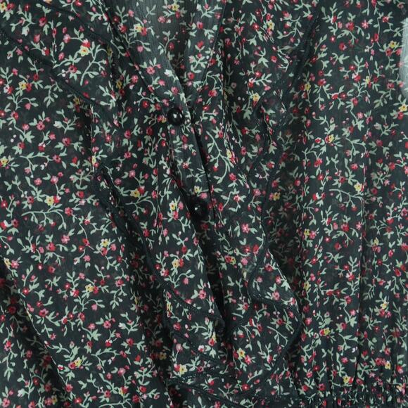 Y2K Style Babydoll Top Medium Sheer Ruffle Dainty Floral Twee Peplum Feminine - Picture 5 of 8